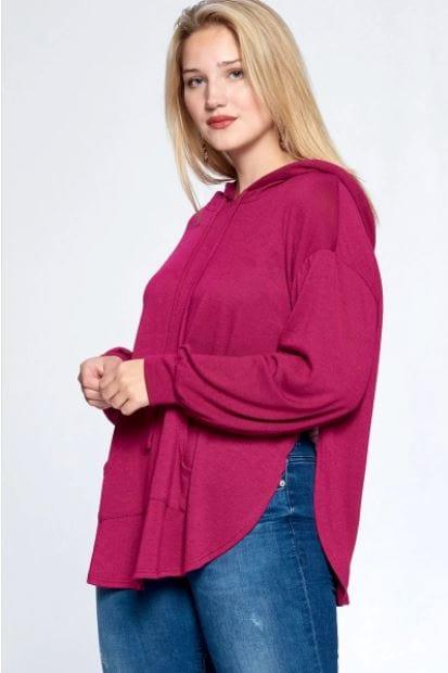 Be Mine- Plus size haccie hoodie with open back cutout - Esme and Elodie