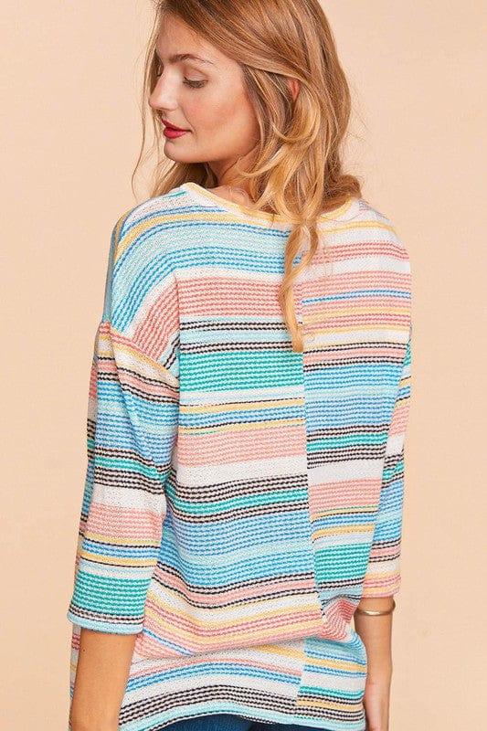 Women's Beach, Please- round neck textured vintage sweater - Esme and Elodie