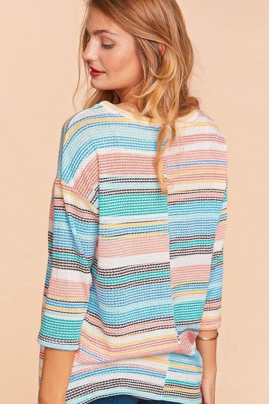 Plus Women's Beach, Please- round neck textured vintage sweater - Esme and Elodie