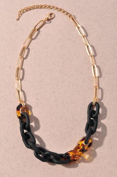 Black and tortoise chain link necklace - Esme and Elodie