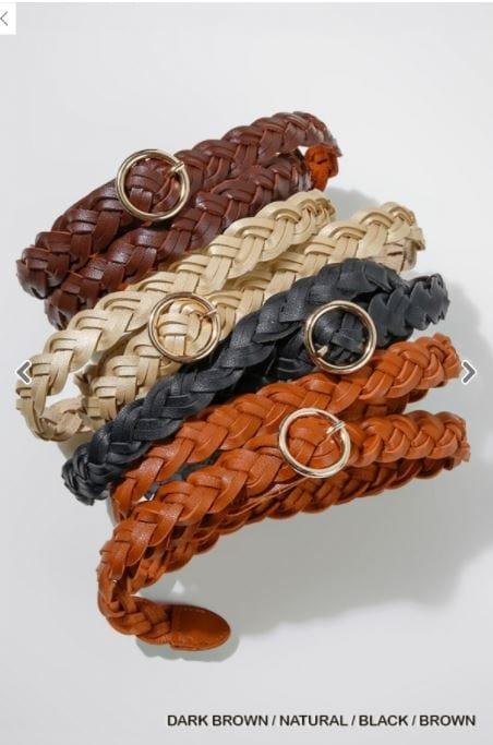 Black Skinny Braided Women's Belt - Esme and Elodie