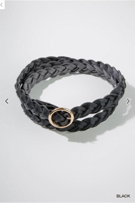 Black Skinny Braided Women's Belt - Esme and Elodie