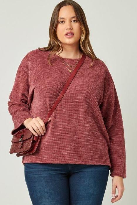 Plus Women's Hayden Chenille mauve dolman - Esme and Elodie