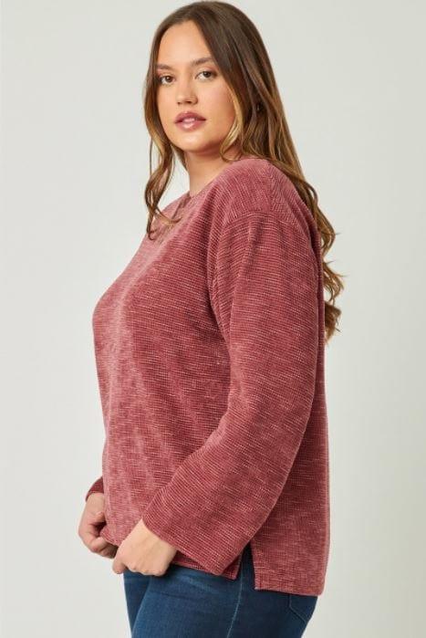 Plus Women's Hayden Chenille mauve dolman - Esme and Elodie