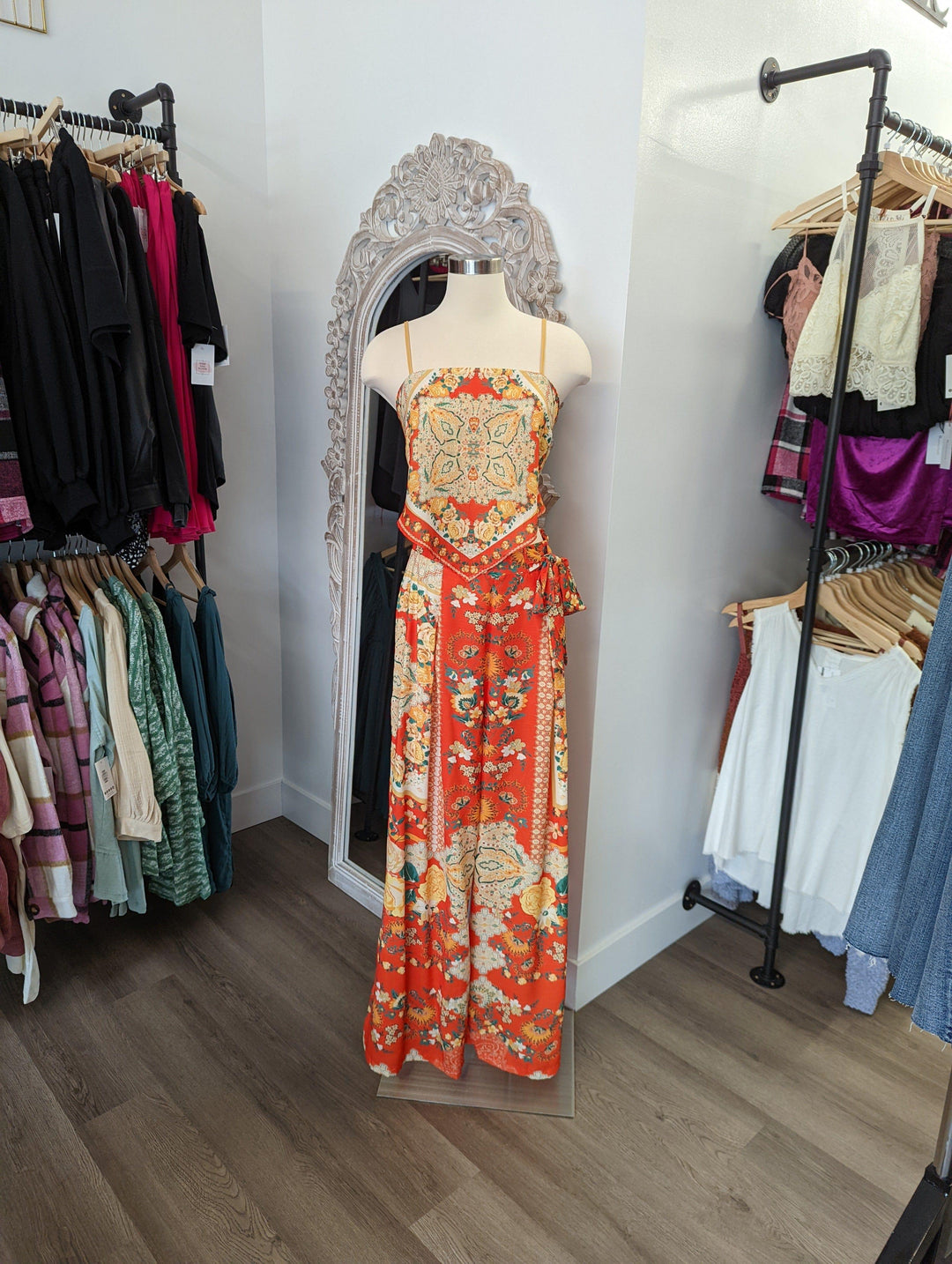 Blood Orange- bandana print set with crop top and wide leg pant - Esme and Elodie