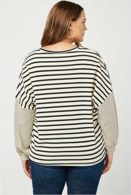 Bonjour- plus size contrasting stripe top - Esme and Elodie