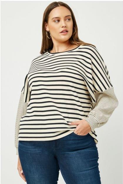 Bonjour- plus size contrasting stripe top - Esme and Elodie