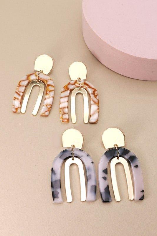 Brass and Black/ White Rainbow Earrings - Esme and Elodie
