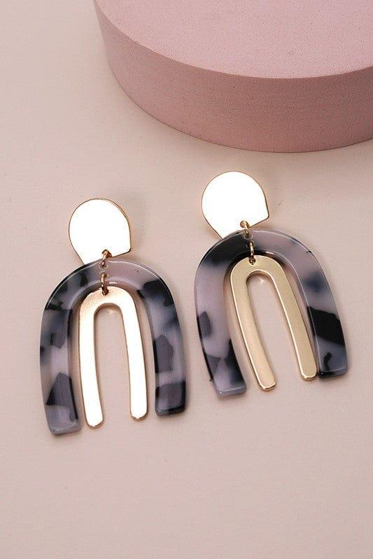 Brass and Black/ White Rainbow Earrings - Esme and Elodie