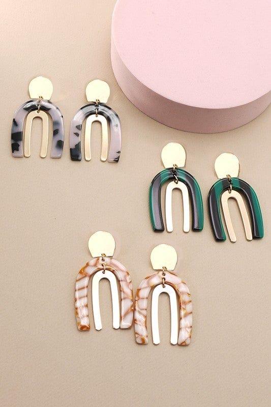 Brass and Black/ White Rainbow Earrings - Esme and Elodie