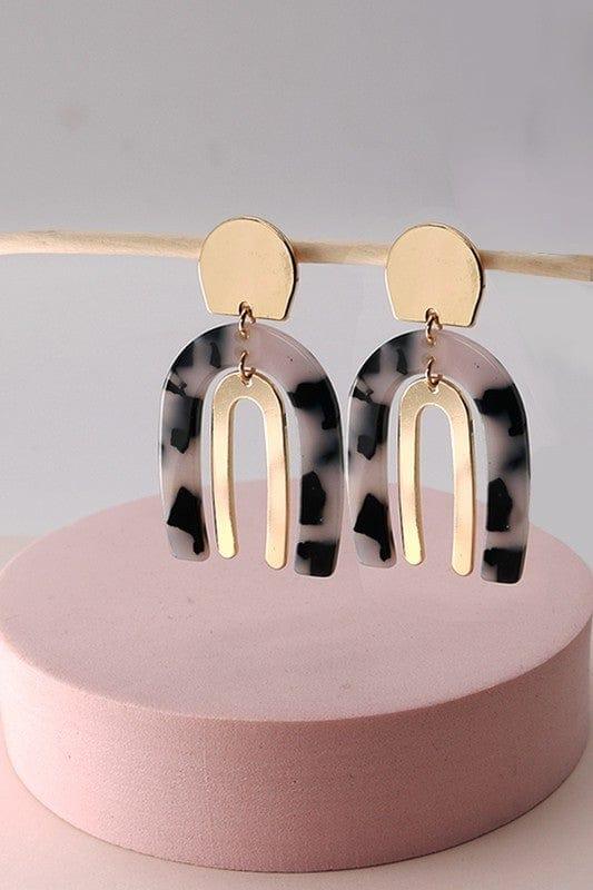 Brass and Black/ White Rainbow Earrings - Esme and Elodie