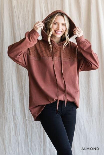 Burnt Candle- women's contrasting lace hoodie - Esme and Elodie
