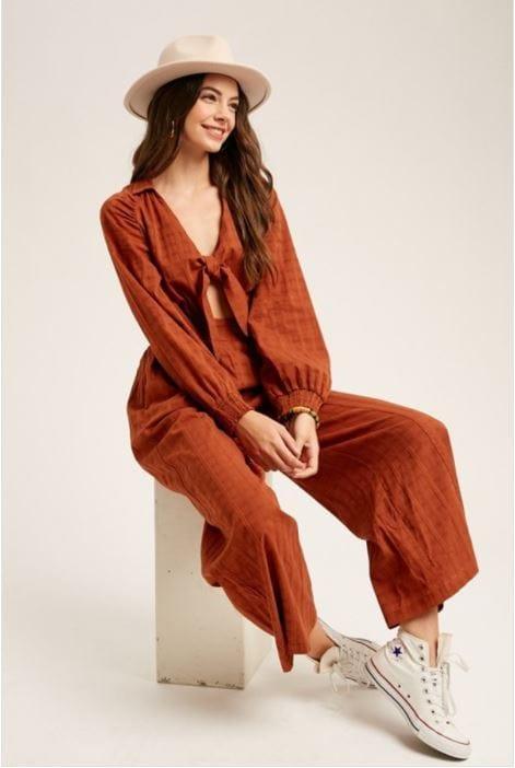 Burnt Ends- rust open bust womens jumpsuitst - Esme and Elodie