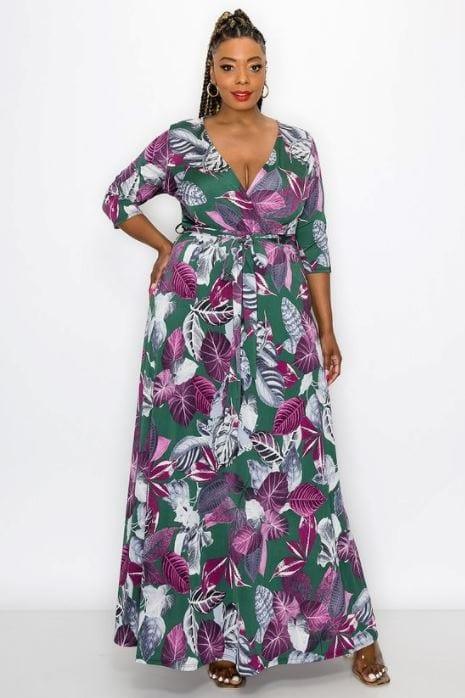 Calatheas- plus size faux wrap maxi dress - Esme and Elodie