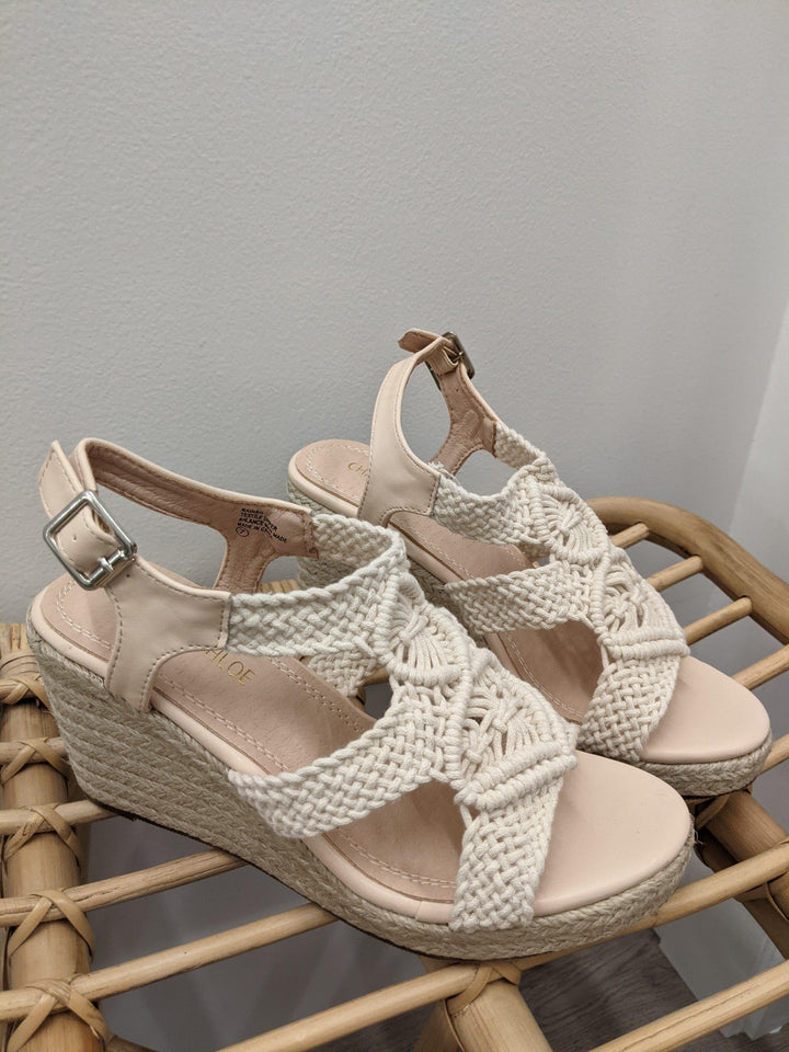 California Soul- womens macrame wedge sandal - Esme and Elodie