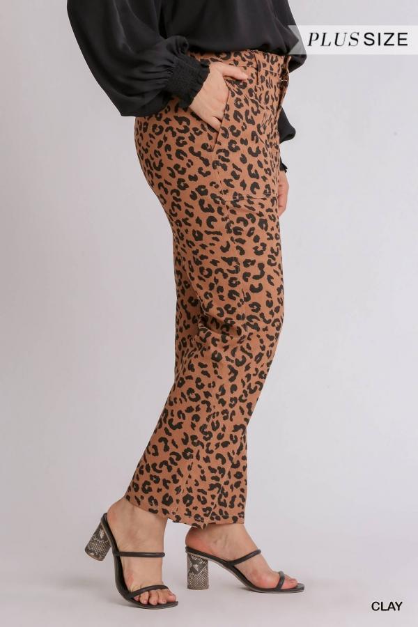Plus Women's Can't Stop Me- plus size leopard pants in clay - Esme and Elodie