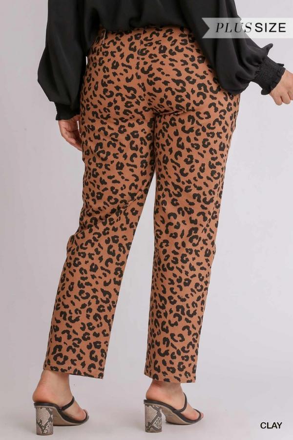 Plus Women's Can't Stop Me- plus size leopard pants in clay - Esme and Elodie
