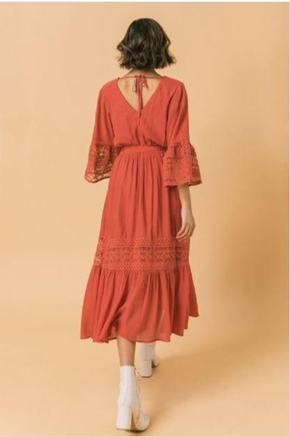 Celine'- women's midi dress with lace edge - Esme and Elodie
