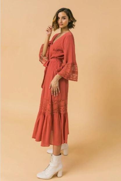 Celine'- women's midi dress with lace edge - Esme and Elodie