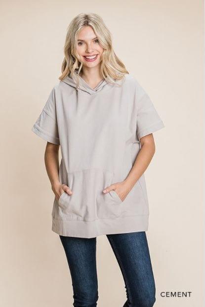 Cement- womens shortsleeve hoodie - Esme and Elodie