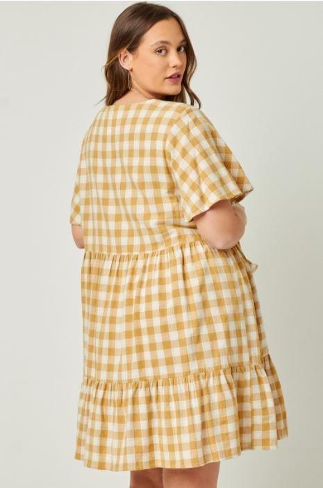 Central Park- Plus plaid patch pocket button down dress - Esme and Elodie