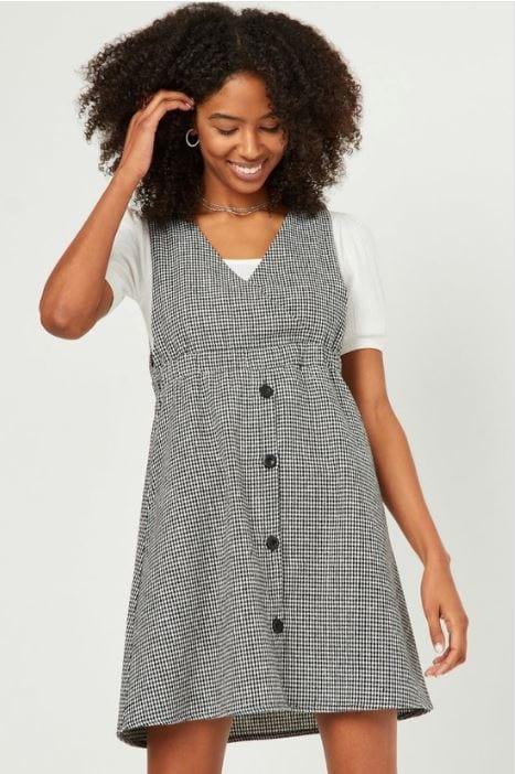 Check Mate- womens buttoned skirt sleeveless dress - Esme and Elodie