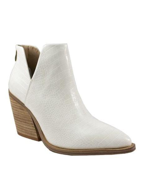 Chic Cowgirl- cut out casual croc white booties - Esme and Elodie