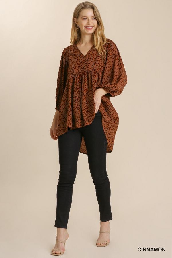 Cinnamon- animal print vneck top - Esme and Elodie