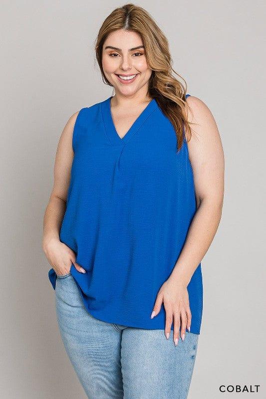 Cobalt Dreams- vneck sleeveless front detail top - Esme and Elodie