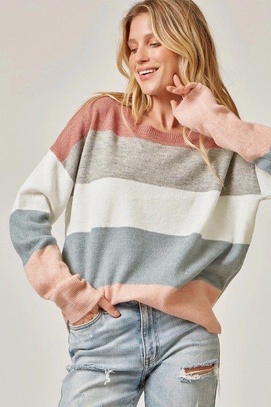 Colette- thick striped mauve sweater - Esme and Elodie