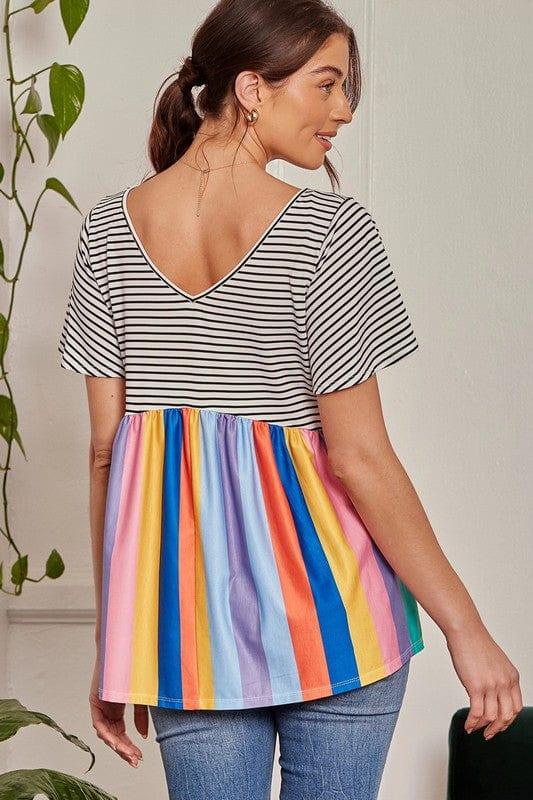 Women's Colorblock printed knit Rainbow top - Esme and Elodie