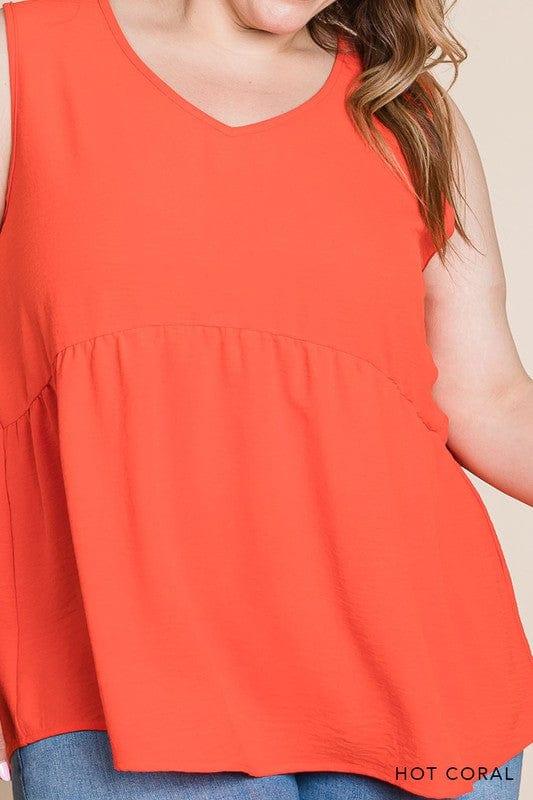 Coral-tastic- Solid vneck peplum babydoll - Esme and Elodie