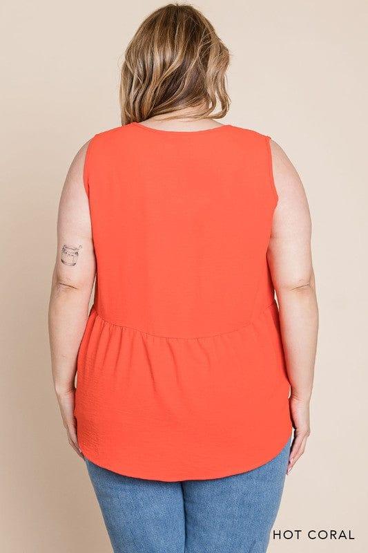 Coral-tastic- Solid vneck peplum babydoll - Esme and Elodie