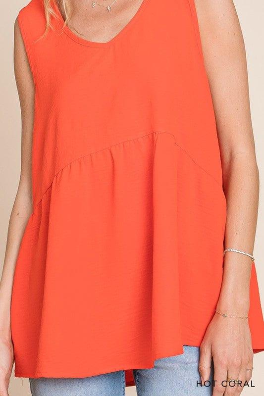Coral-tastic- Solid vneck peplum babydoll - Esme and Elodie