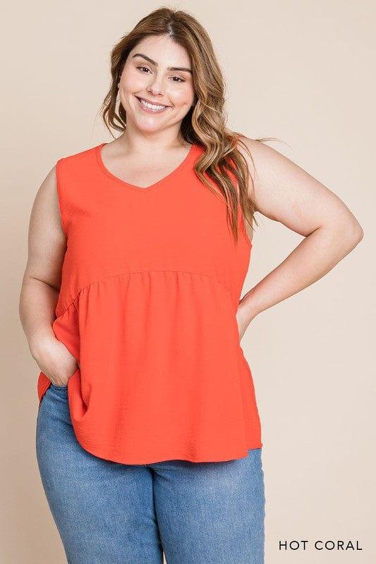 Coral-tastic- Solid vneck peplum babydoll - Esme and Elodie