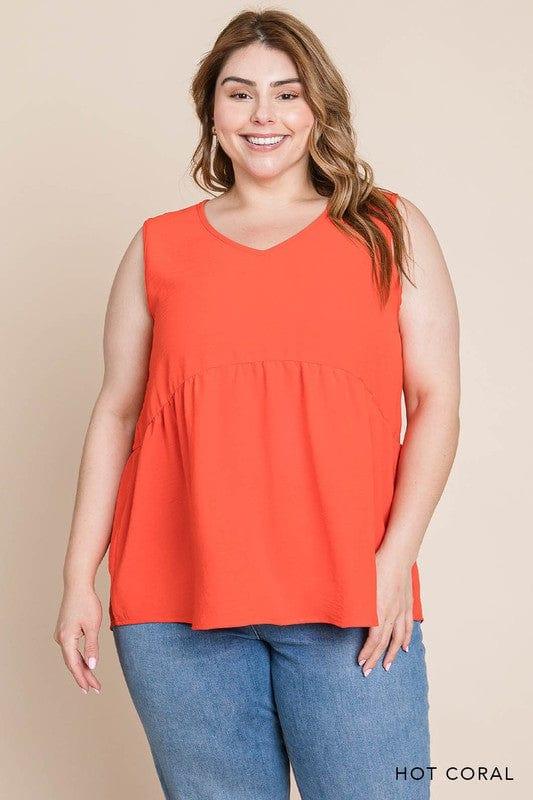 Coral-tastic- Solid vneck peplum babydoll - Esme and Elodie