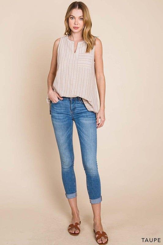 Women's Cotton striped front vneck top - Esme and Elodie