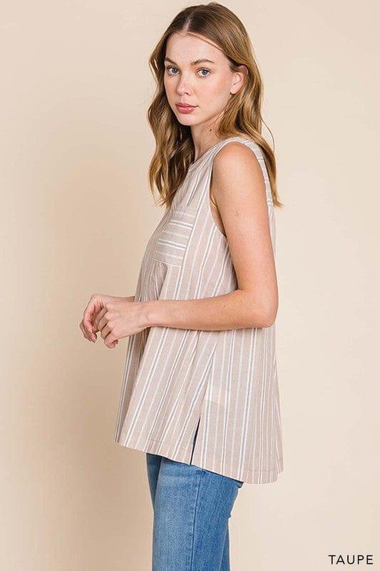 Women's Cotton striped front vneck top - Esme and Elodie