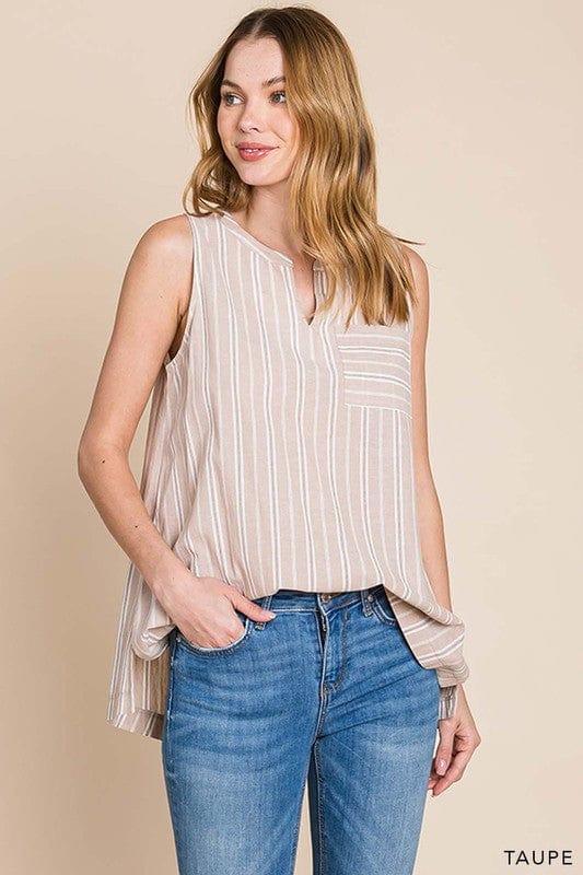 Women's Cotton striped front vneck top - Esme and Elodie