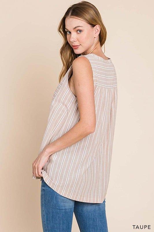 Women's Cotton striped front vneck top - Esme and Elodie
