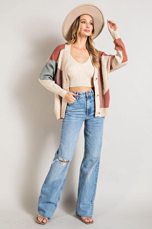 Cozy Knit Cardigan In Rusty Sage - Esme and Elodie