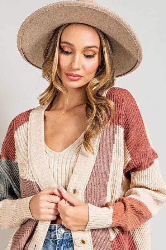 Cozy Knit Cardigan In Rusty Sage - Esme and Elodie