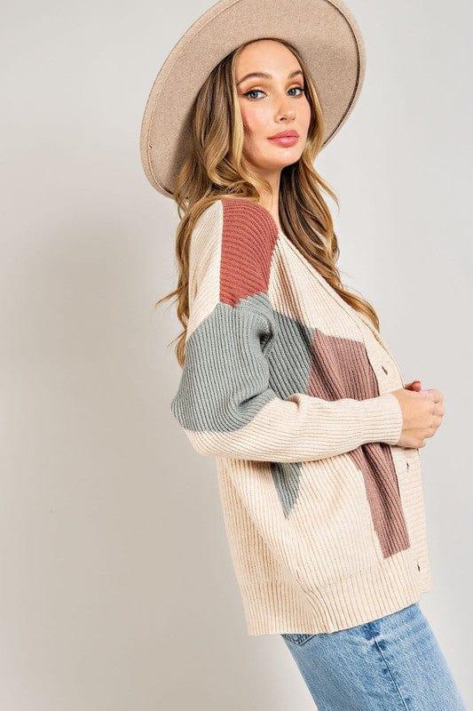 Cozy Knit Cardigan In Rusty Sage - Esme and Elodie