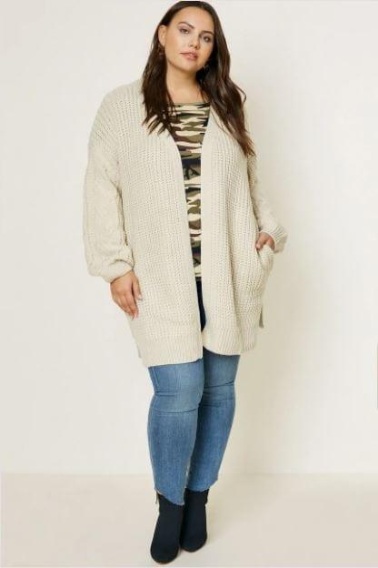 Cozy Time- Plus size thick knit cardigan in beige - Esme and Elodie