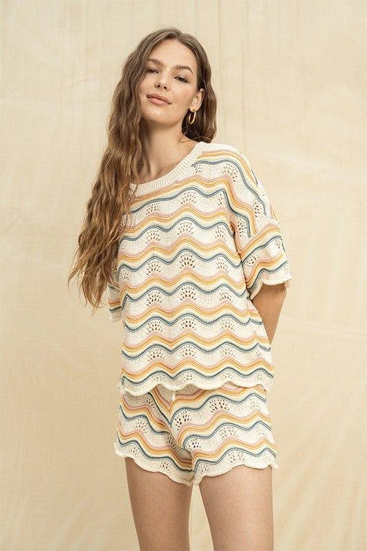 Cream and Multi knit - wide cut sweater - Esme and Elodie