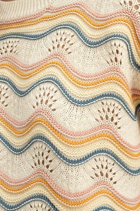Cream and Multi knit - wide cut sweater - Esme and Elodie