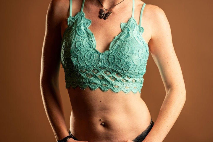 Crochet lace bralette- Aqua Waves - Esme and Elodie