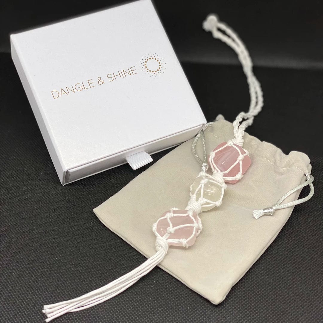 Dangle and Shine Rose Quartz Rearview Mirror Charm - Esme and Elodie