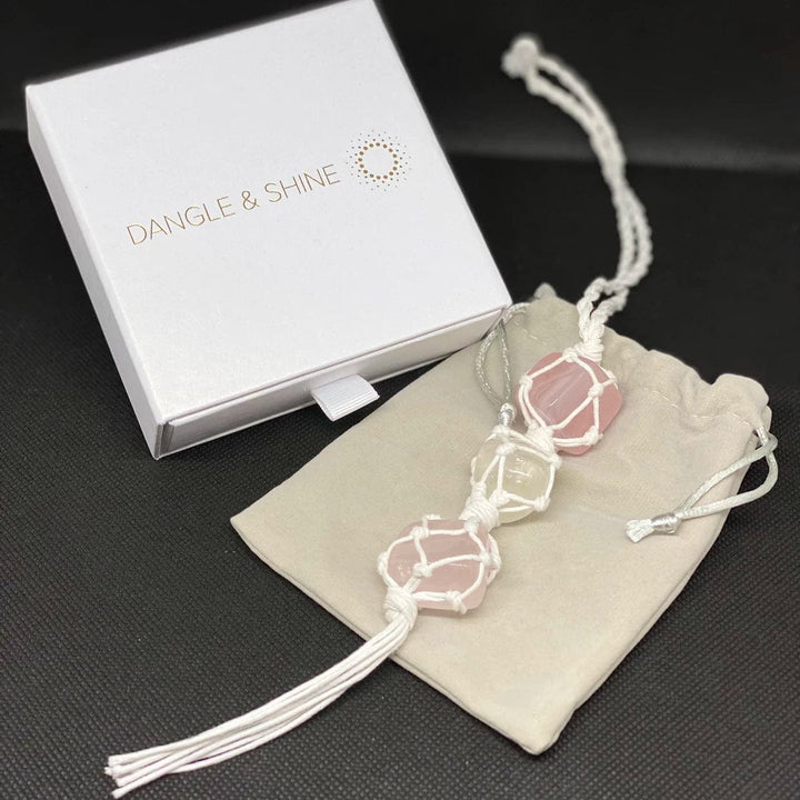 Dangle and Shine Rose Quartz Rearview Mirror Charm - Esme and Elodie