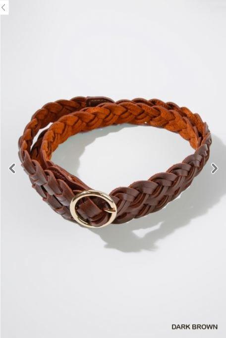 Dark Brown Skinny Braided Women's Belt - Esme and Elodie